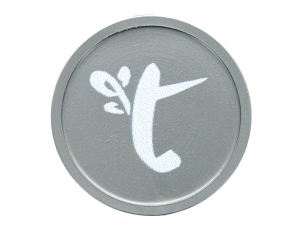 Werbeartikel Pfandmarke Plastik Silber Ø23